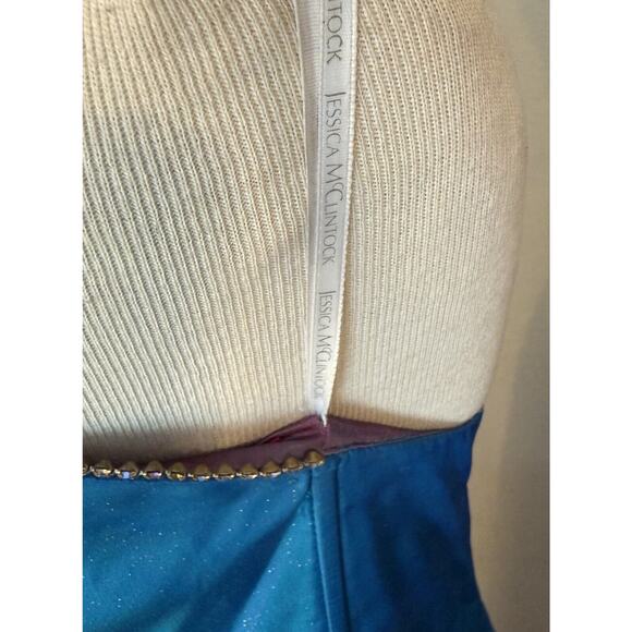 VTG Jessica Mcclintock Dress Sz 7 Formal Gunne Sax Blue Glitter Boning READ - Picture 8 of 16